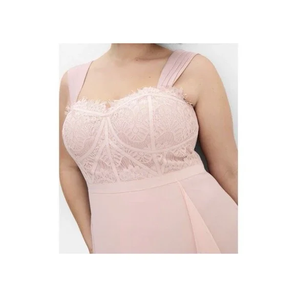 City Chic Women Size 20 Maxi Sweet Evie Pink Formal Dress Lace Chiffon Prom - Picture 4 of 8